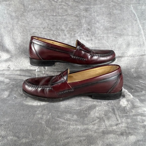 GH Bass Mens Penny Loafers Burgundy Leather Shoes Size 10.5 D Made in Brazil